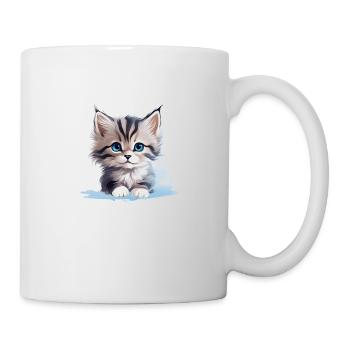 Beau chat aux yeux bleus couché - Mug blanc - blanc - Droite