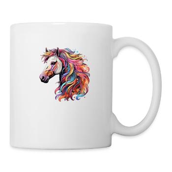 Tolles Pferd in vielen bunten Regenbogenfarben - Tasse - Weiß - Rechts