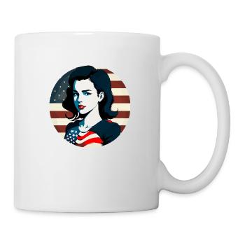 American Beauty: Retro-Motiv mit US-Flagge und Pin - Tasse - Weiß - Rechts