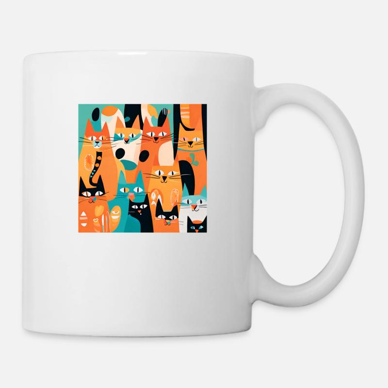 Boho Cats Abstrakt Plants - Tasse - Weiß