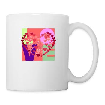 "LOVE" - Ein buntes Design voller Liebe - Tasse - Weiß - Rechts