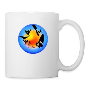 Rond jaune bleu wind wing kite sup surf - Mug blanc - blanc - Droite