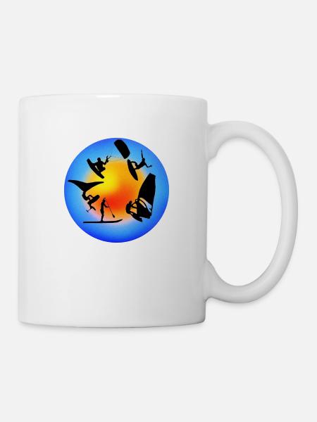 Rond jaune bleu wind wing kite sup surf - Mug blanc - blanc