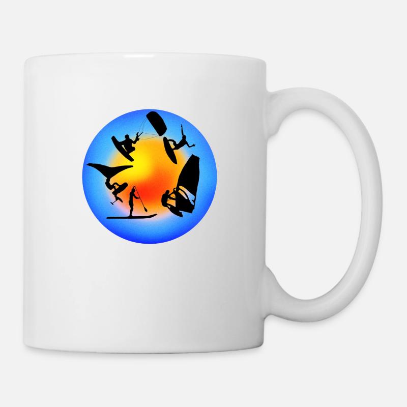 Rond jaune bleu wind wing kite sup surf - Mug blanc - blanc