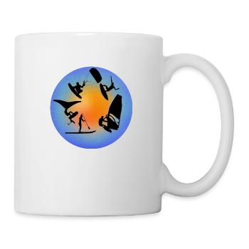 Rond jaune bleu grain wing wind kite - Mug blanc - blanc - Droite