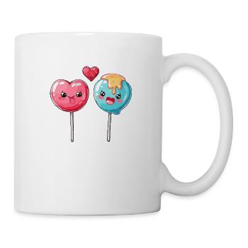 Lollipop Paar Liebe Herz Valentinstag - Tasse - Weiß - Rechts