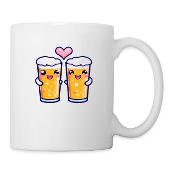 Bier Paar Liebe Herz Valentinstag - Tasse - Weiß - Rechts