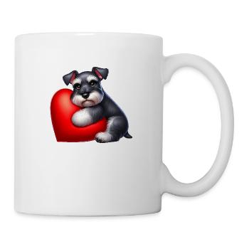 Schanuzer Valentinstag Zeichnung - Tasse - Weiß - Rechts