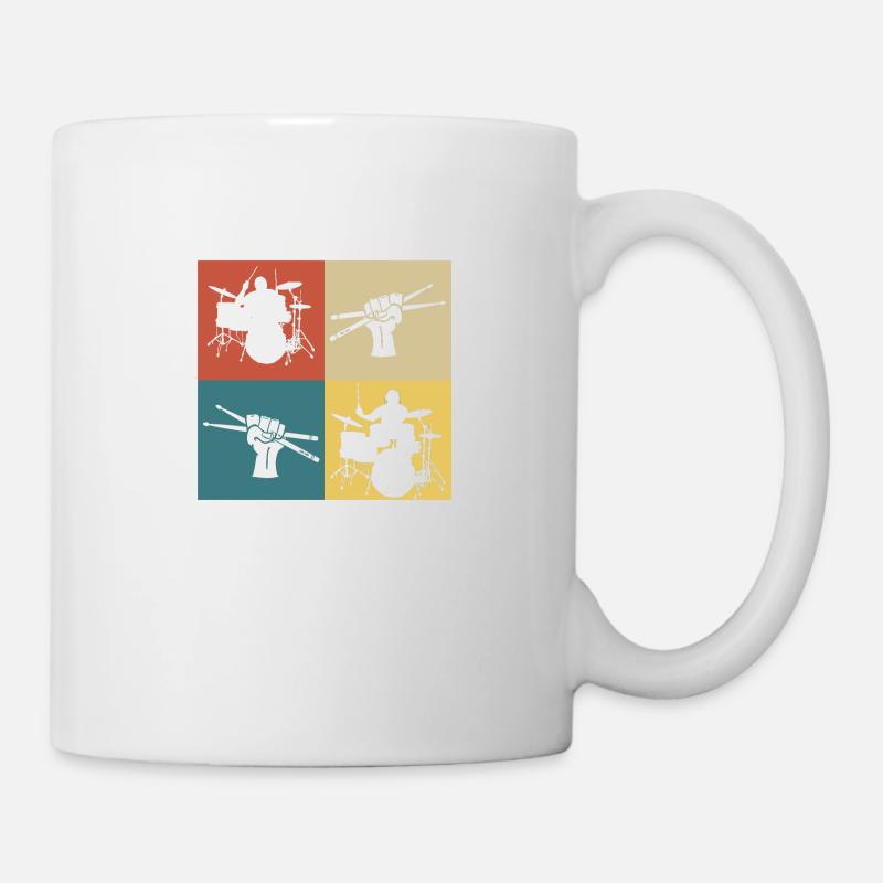batteur de musique vintage rétro - Mug blanc - blanc