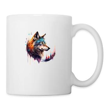 Wolfsglanz: Majestätischer Wolfskopf - Tasse - Weiß - Rechts