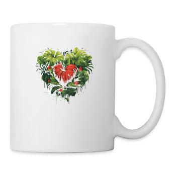 Monstera Plants Leaf Heart Garden Variegata Leaf - Mug - white - Right