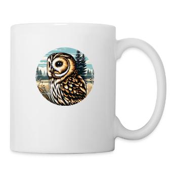 tawny owl, owl, bird, bird of prey - Mug - white - Right
