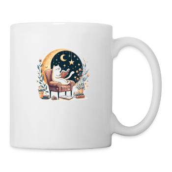 cat reading a book - Mug - white - Right