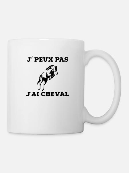 je peux pas j ai cheval - Mug blanc - blanc