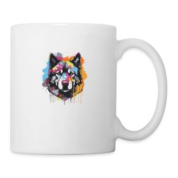 Akita Hund Pop Art Kopf - Tasse - Weiß - Rechts