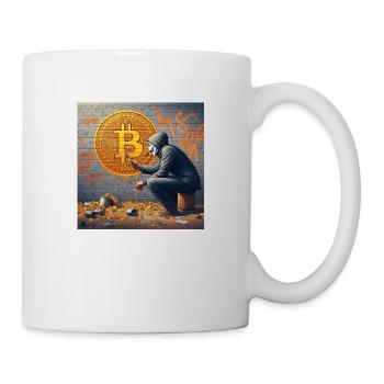 Bitcoin Graffiti Dieb im Street Art Stil - Tasse - Weiß - Rechts