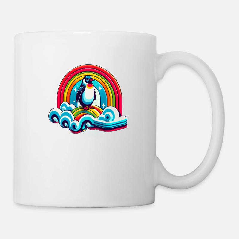 Pingouin sur nuage arc-en-ciel - Mug blanc - blanc