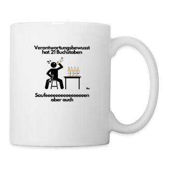 Verantwortungsbewusst hat 21 Buchstaben - Tasse - Weiß - Rechts