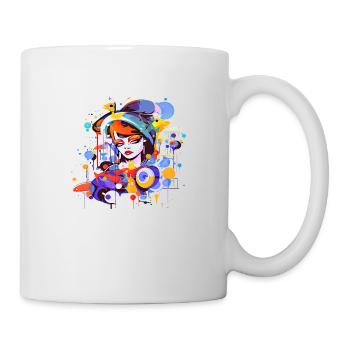 Beautiful female paint art Face colorful woman - Mug - white - Right