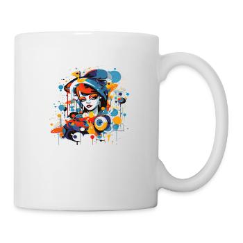 Beautiful female paint art Face colorful woman - Mug - white - Right