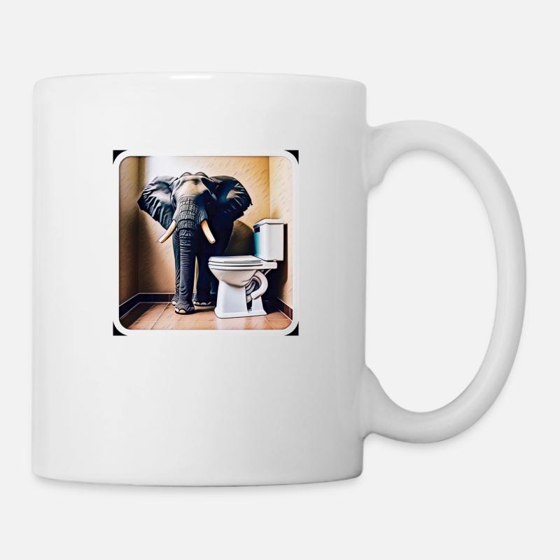 Elefant steht in der Toilette - Tasse - Weiß
