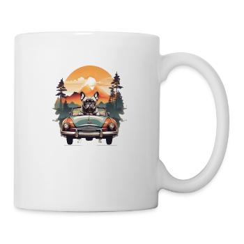 French bulldog in a vintage car - Mug - white - Right