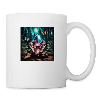 Kristall mit Schmetterlingen - Tasse - Weiß - Rechts