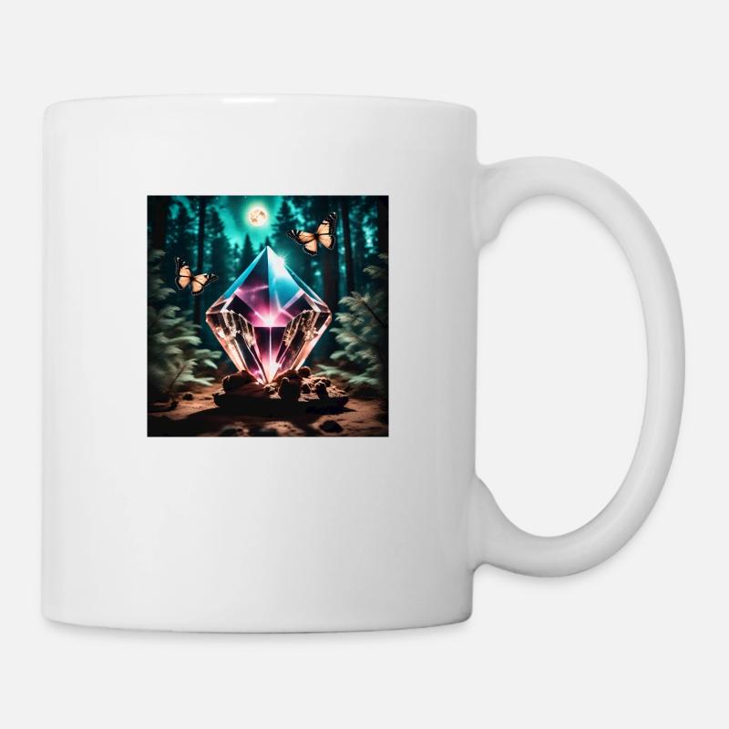 Kristall mit Schmetterlingen - Tasse - Weiß