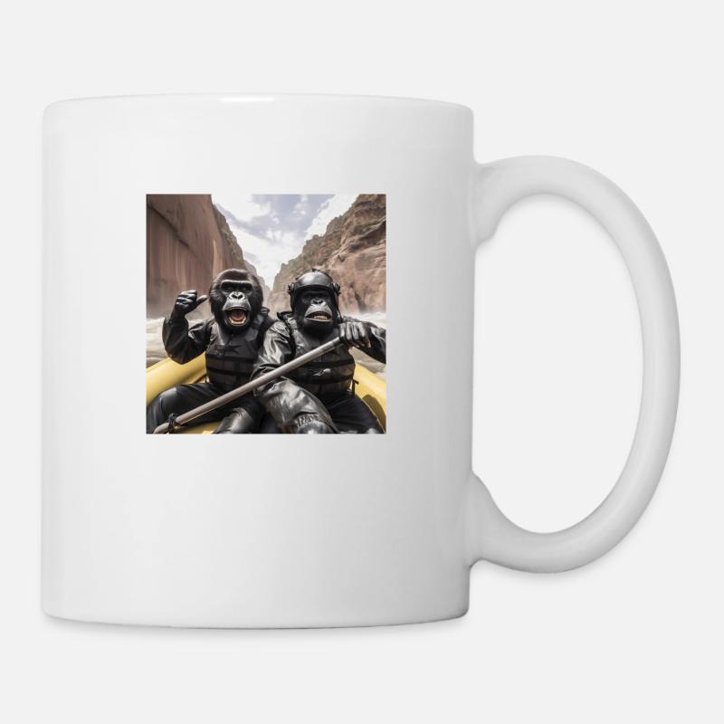 Rafting Gorillas - Tasse - Weiß