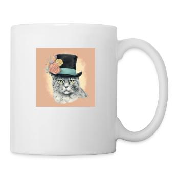 Cat with a hat - Mug - white - Right