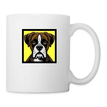 Boxer Hund Pop Art - Tasse - Weiß - Rechts