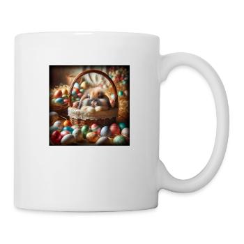 ein süßer hase in einem Korb - Tasse - Weiß - Rechts