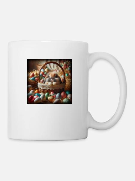 Un lapin mignon dans un panier - Mug blanc - blanc