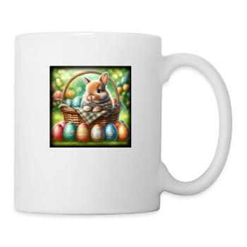 Un lapin mignon est assis dans un panier - Mug blanc - blanc - Droite