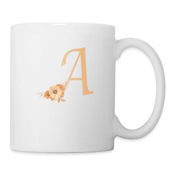 Buchstabe A mit Blumen - Tasse - Weiß - Rechts