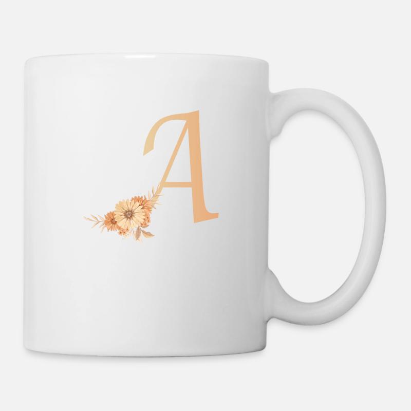 Buchstabe A mit Blumen - Tasse - Weiß