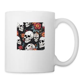 Totenkopf und Blumen - Tasse - Weiß - Rechts