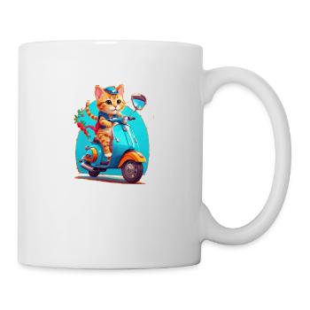 Cat Rides Scooter - Mug - white - Right