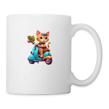 Cat Rides Scooter - Mug - white - Right