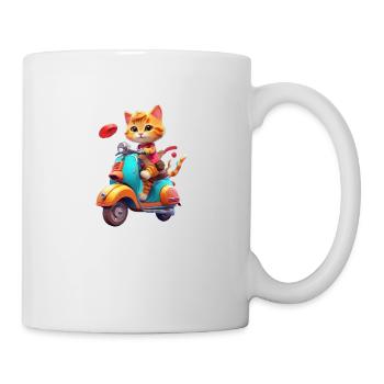 Cat Rides Scooter - Mug - white - Right