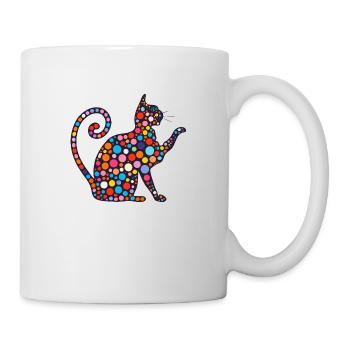 Chat en mosaïque coloré - Mug blanc - blanc - Droite
