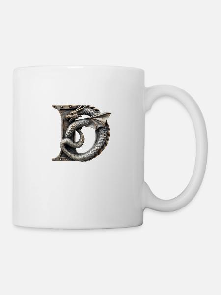 Lettre « D » en forme de dragon. - Mug blanc - blanc