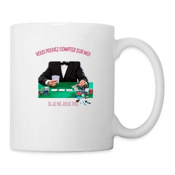 Joueur de poker avec texte - Mug blanc - blanc - Droite