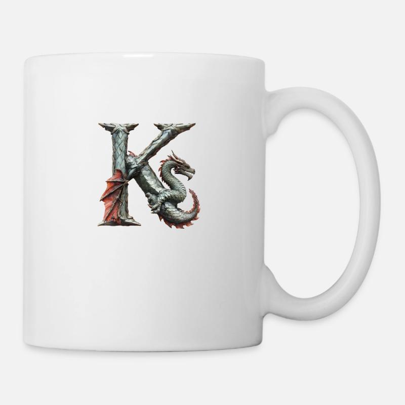 Lettre « K » en forme de dragon. - Mug blanc - blanc