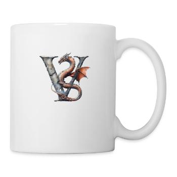 Letter "V" in dragon design. - Mug - white - Right