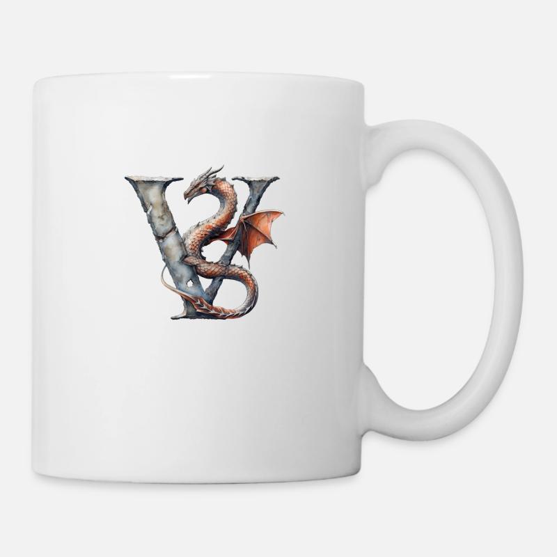 Lettre « V » en forme de dragon. - Mug blanc - blanc