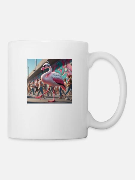 Flamingo Walk - Tasse - Weiß