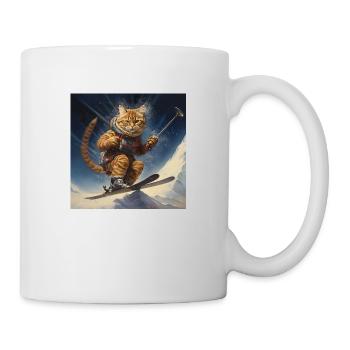 Ski cat adventure on the slopes in winter - Mug - white - Right