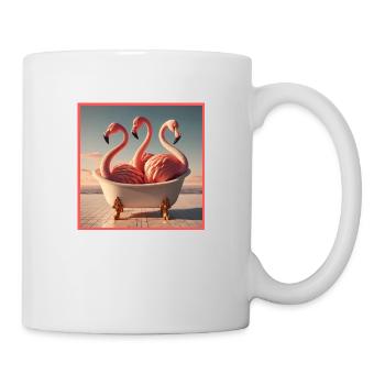Flamingos in der Badewanne - Tasse - Weiß - Rechts