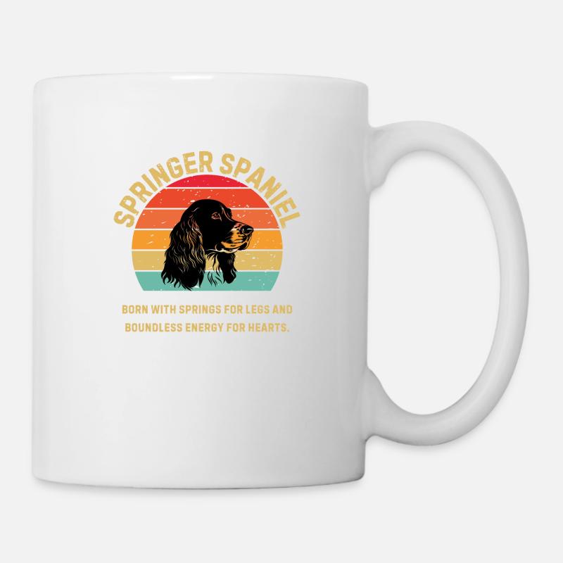 Springer Spaniel Retro Coucher de soleil - Mug blanc - blanc